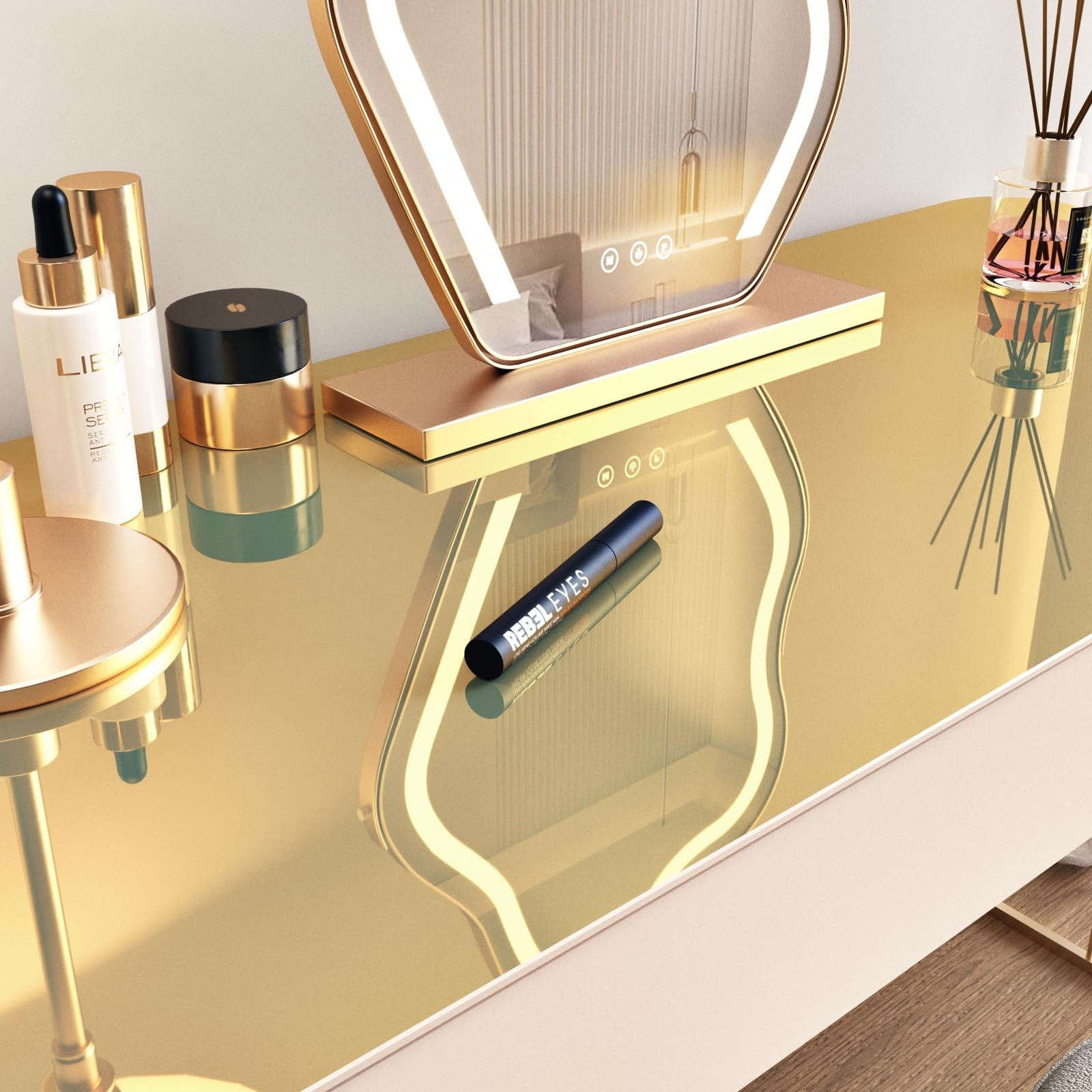Wallercity Flexible Gold Mirror Sticker Peel and Stick Mirror Wallpaper Self …