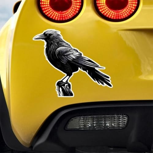 2pcs Black Crow Car Stickers, 5.12"x4.33", Waterproof Vinyl Decal, Exterior