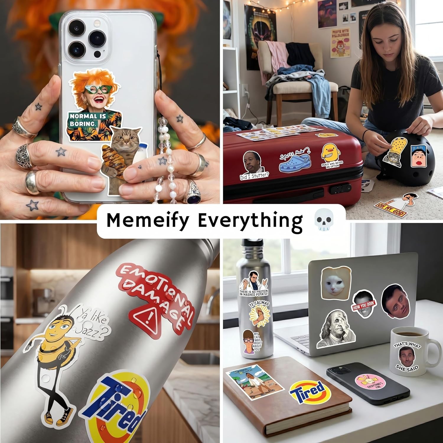 500 Pcs Funny Stickers for Adults & Teens – Trendy Meme Sticker, VSCO Vinyl Deca