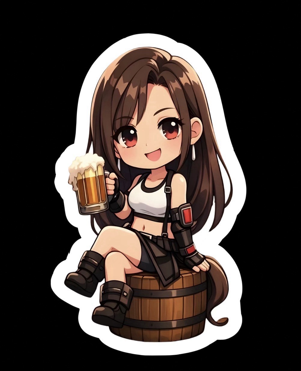 Tifa Hartlock, Final Fantasy 7, FF7, FFVII, Glossy Vinyl sticker, Decal, Beer