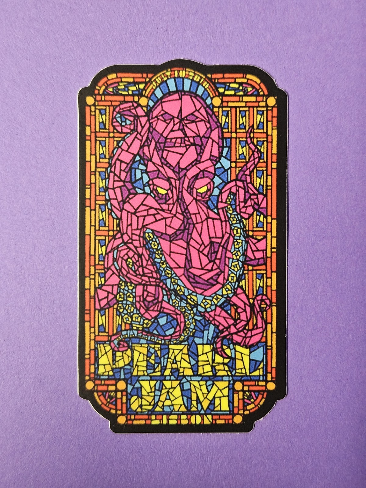 Pearl Jam Die-Cut Vinyl Sticker 1.7"x3" Lisbon Portugal 7/10/2010 Poster Art