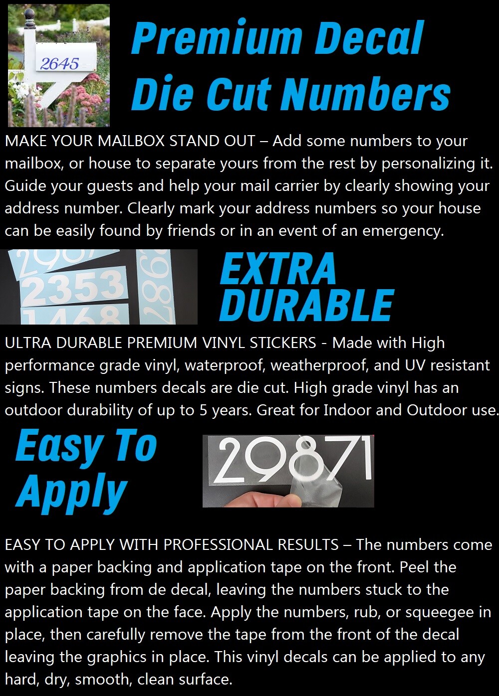 SET OF 31, 2" HIGH SELF ADHESIVE VINYL MAILBOX NUMBERS, DOOR,LOCKERS – Bauhaus