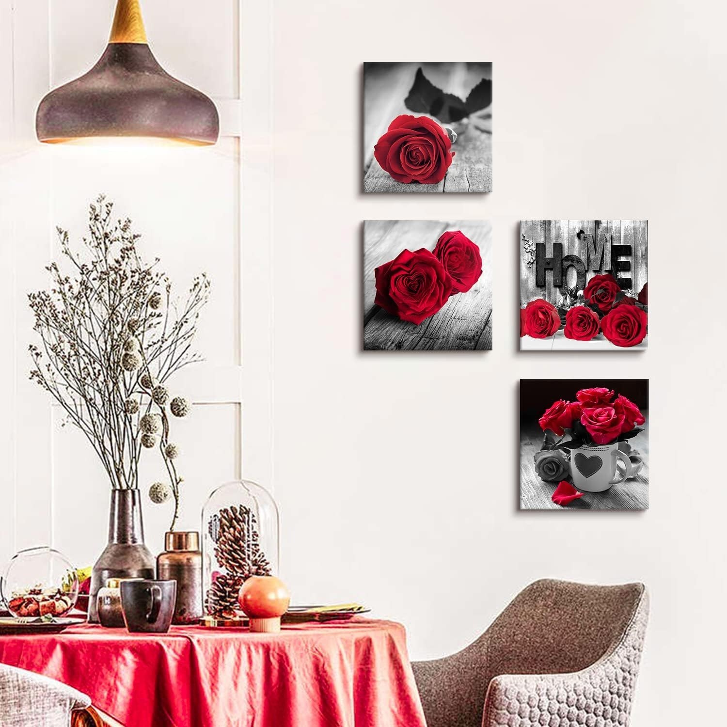 Versatile Floral Canvas Wall Art – 4 Panels 12×12