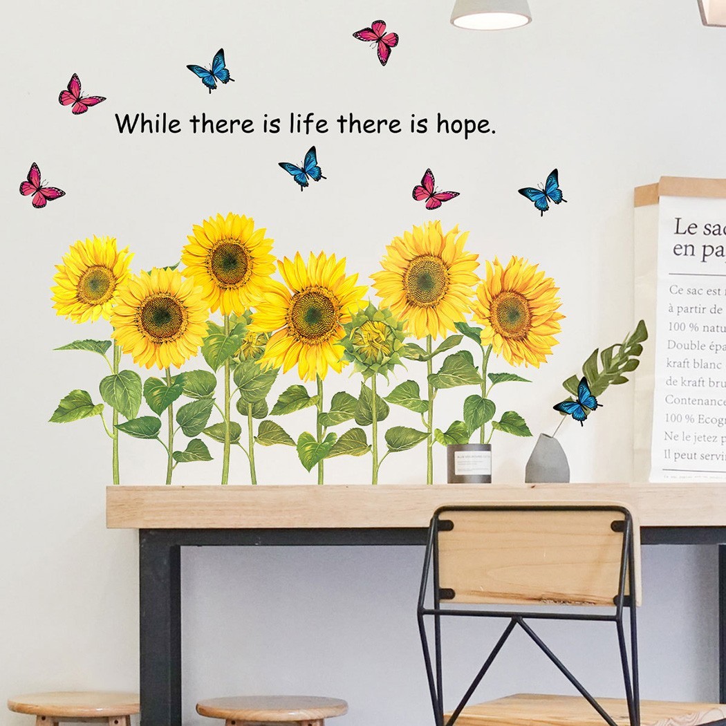 Fashionable Removable Sunflower Wall Sticker Flower Decor Waterproof Decals