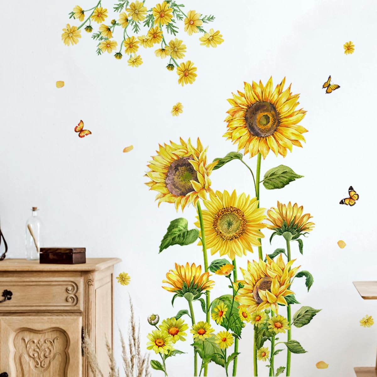 Runtoo Sunflower Wall Stickers Garden Floral Decals Daisy