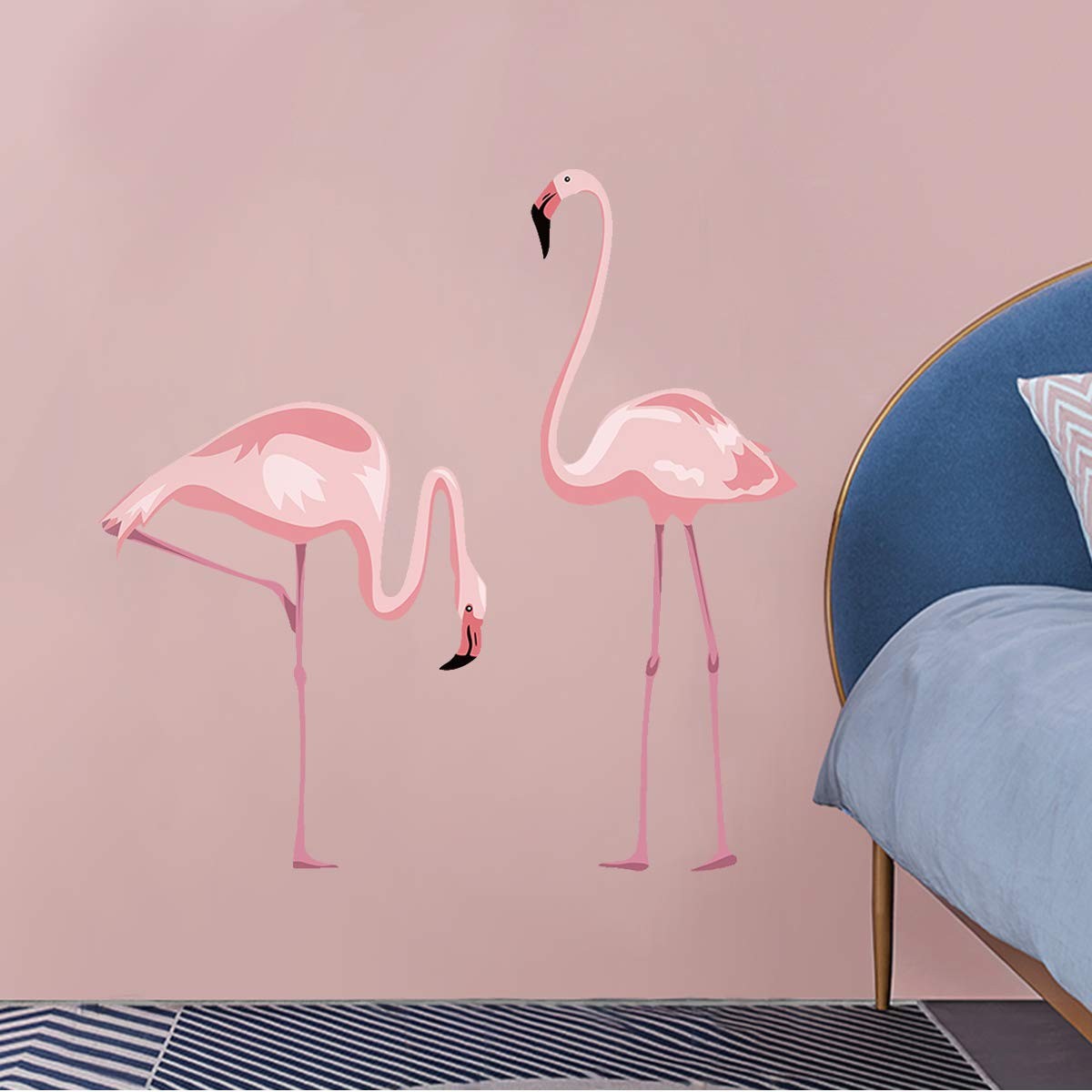 Pink Flamingo Wall Stickers Peel and Stick Wall Decals for Bedroom Living Roo…
