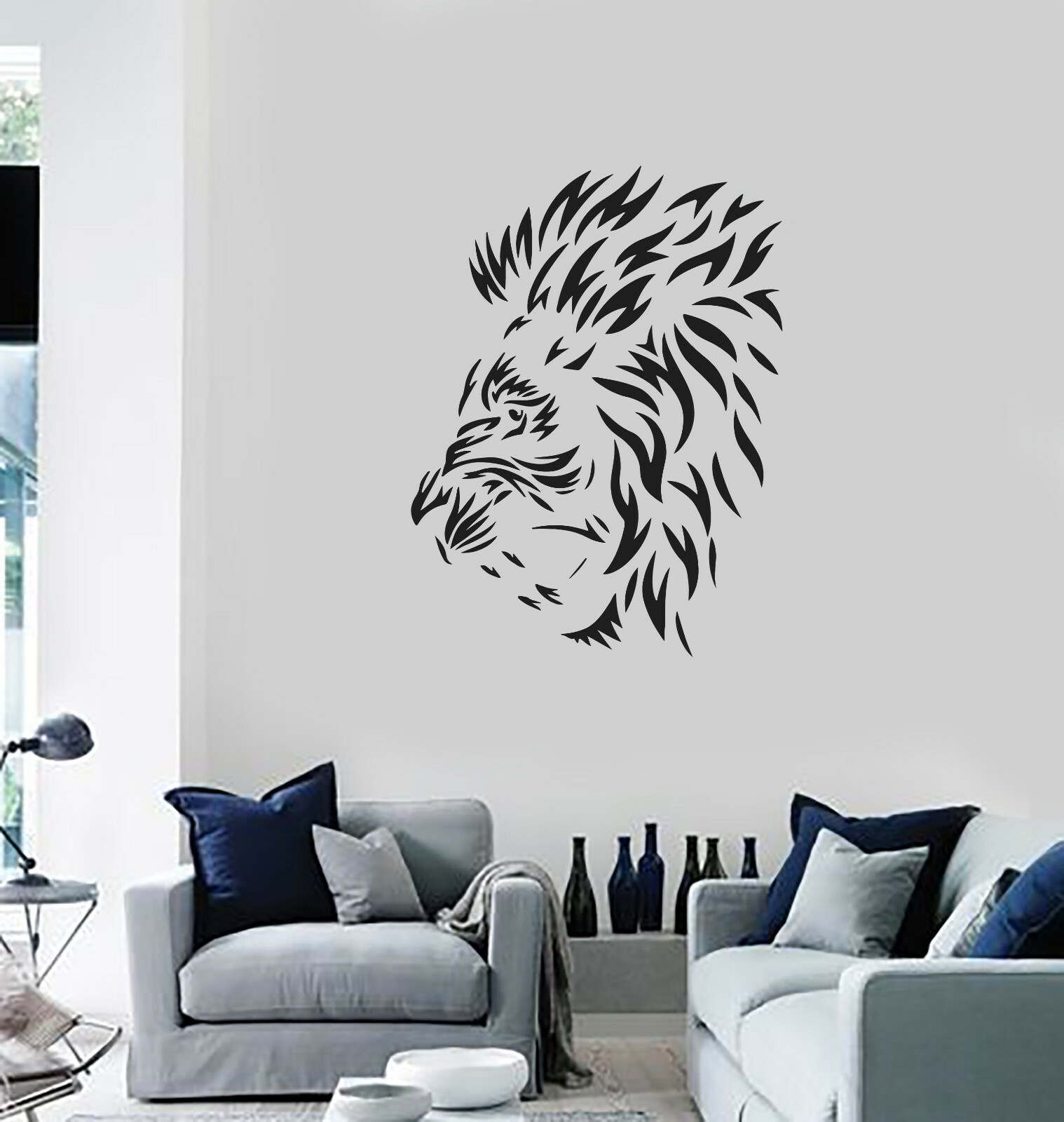 Vinyl Wall Decal Lion Mane Head Animal Tribal Art Decor Room Stickers (ig5624)