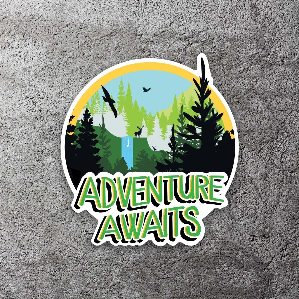 Adventure Awaits Vinyl Sticker 3.5" Wide – Includes Two Stickers