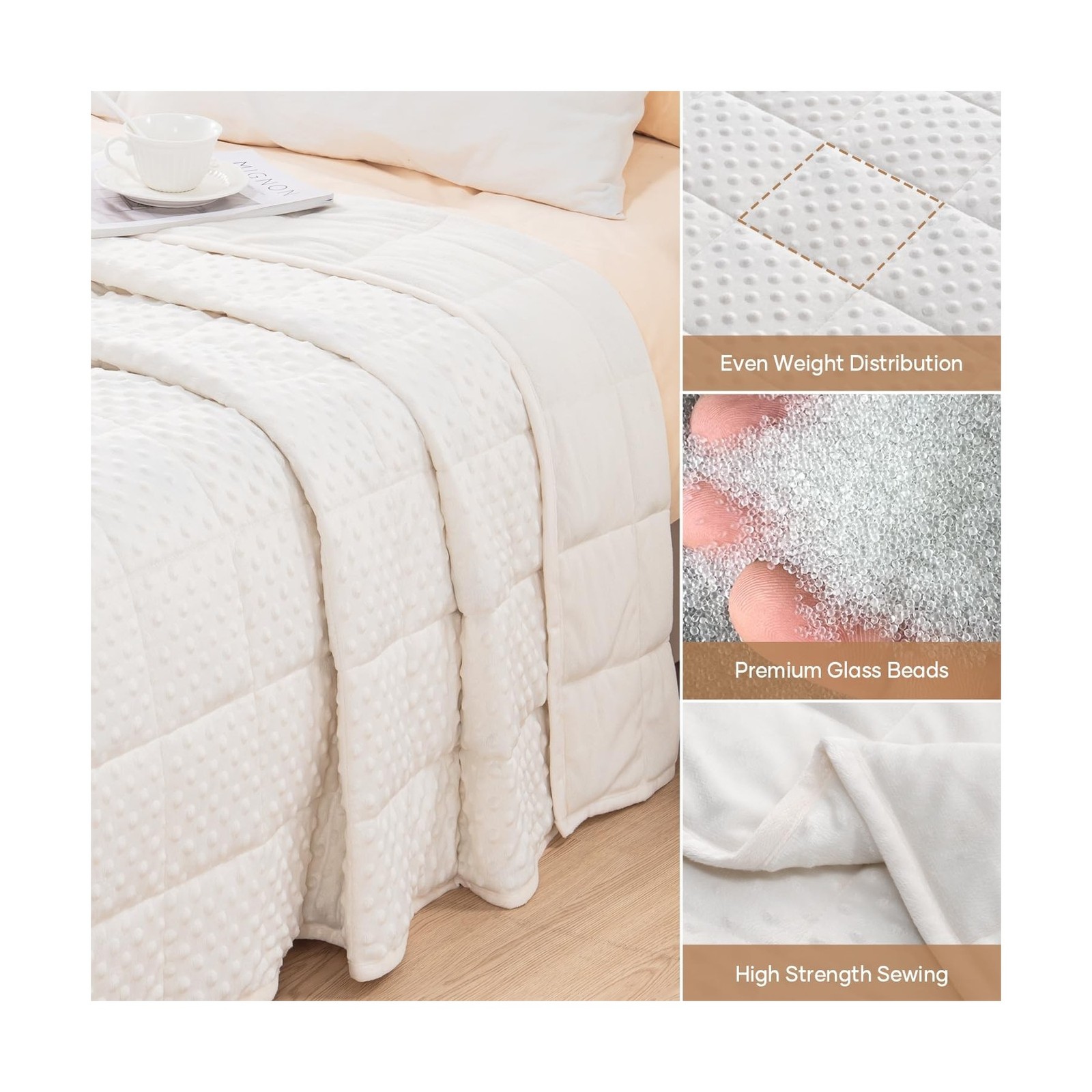 Wemore Minky Dot Weighted Blanket for Adults Queen Size 15 lbs,… USA FAST SHIP
