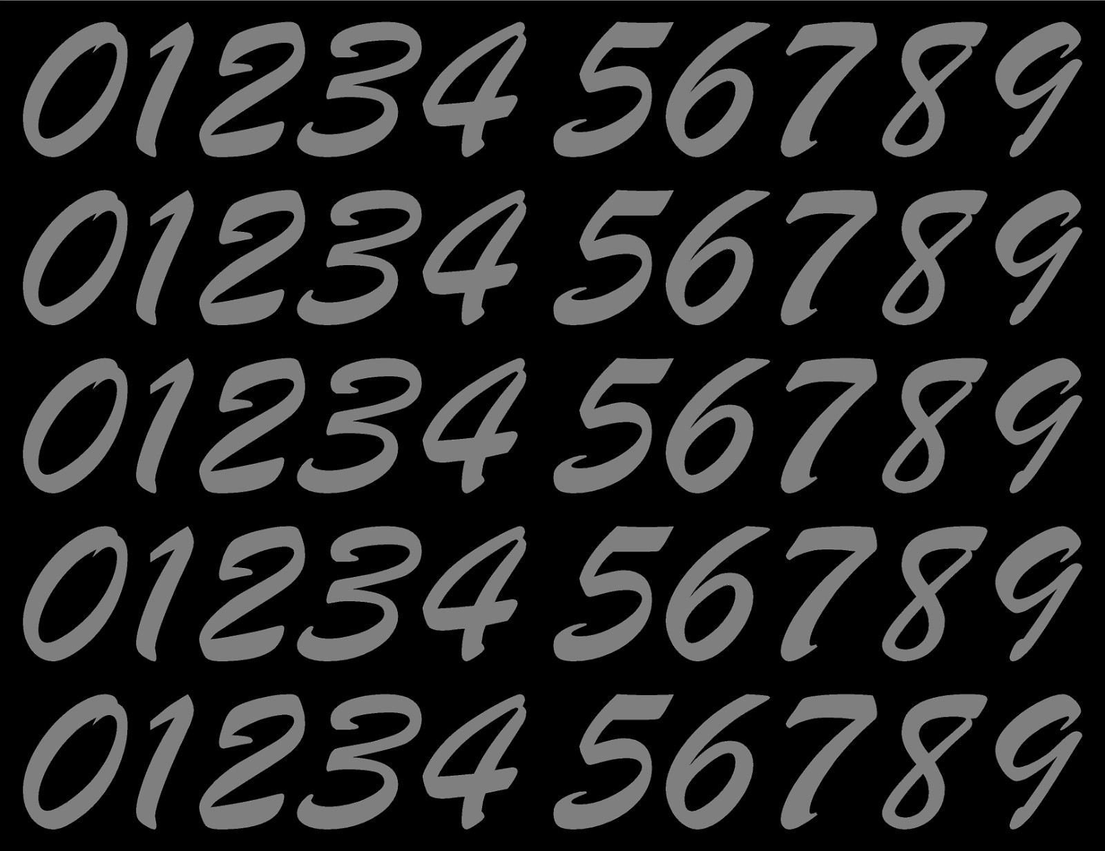 0 1 2 3 Numbers Script Die Cut Vinyl Decals Waterproof Many Colors and Sizes