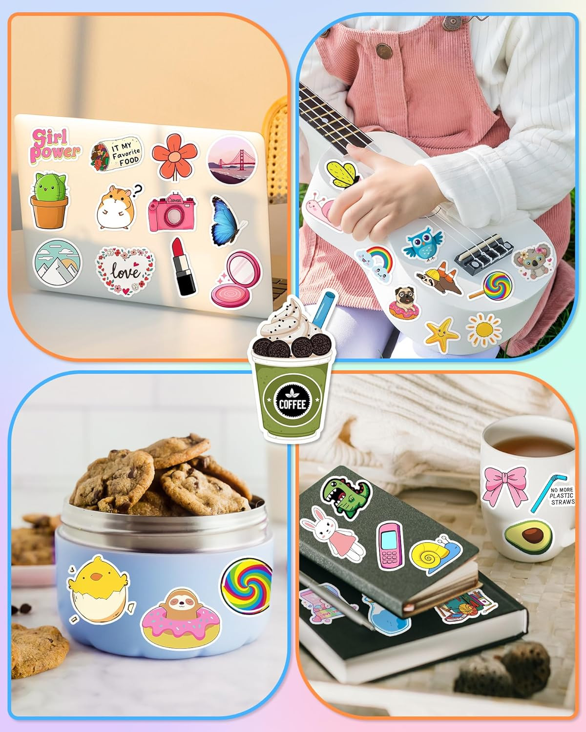 300 Pcs Stickers for Kids, Cute Vinyl Waterproof Stickers for Water Bottle | Tre