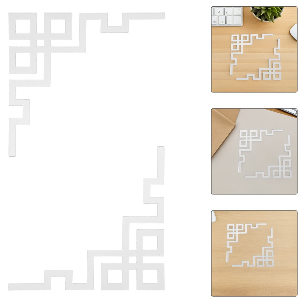 12 Pcs Acrylic Hollow Mirror Tiles Wall Applique Corner Stickers Self Adhesive