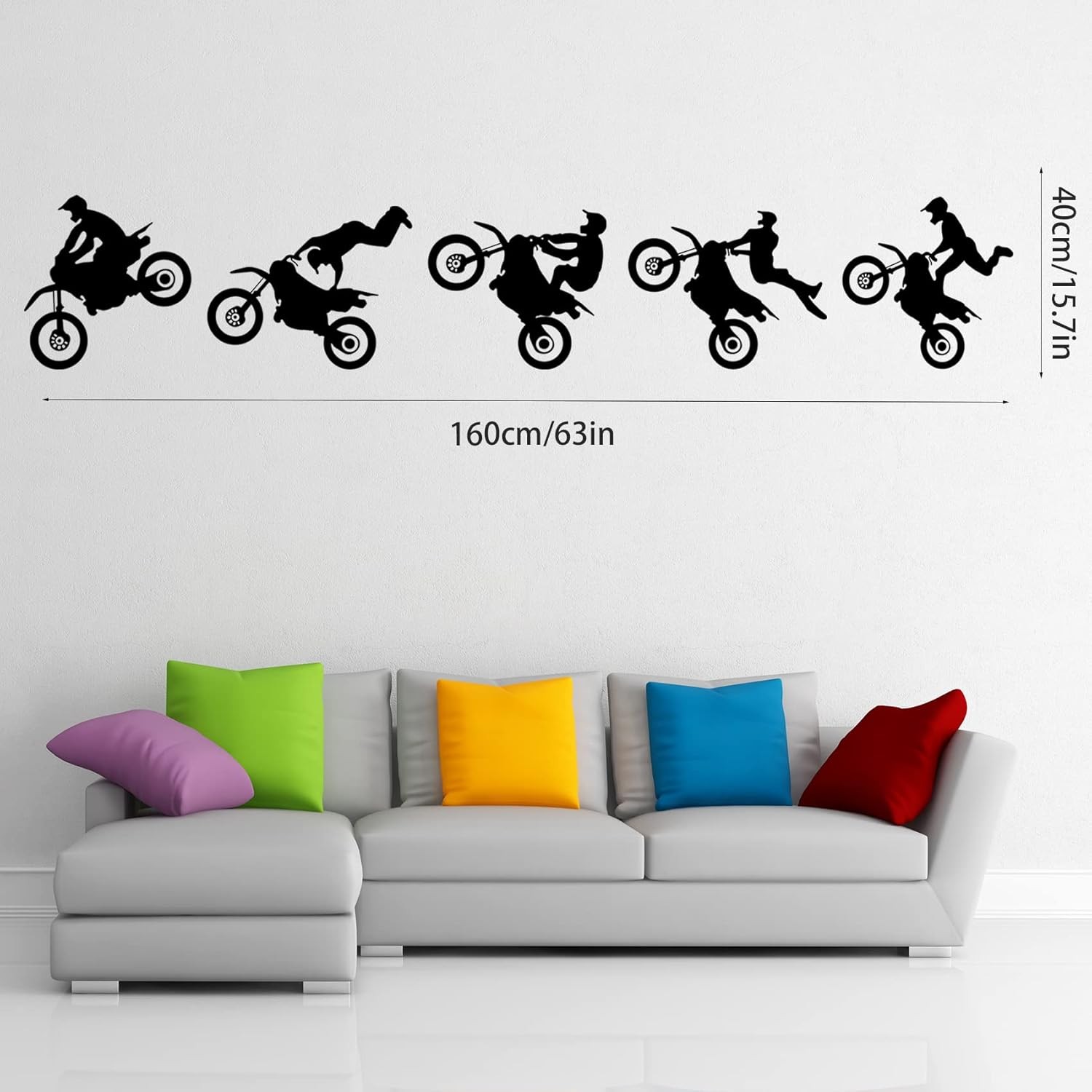 Motocross Wall Decals, Peel & Stick Dirt Bike Stickers for Bedroom, Room Decor