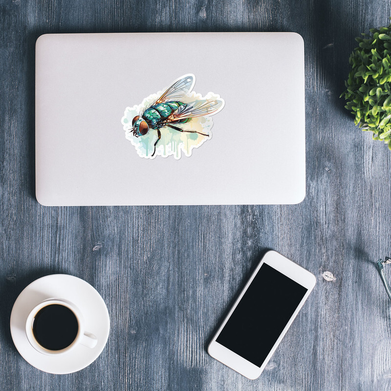 Watercolor Housefly Vinyl Decal Waterproof Car Bumper Sticker