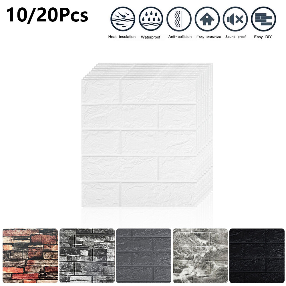 10/20 x 3D Brick Wall Sticker Self-adhesive PE Foam Panel Wallpapers 13.8*15.2"