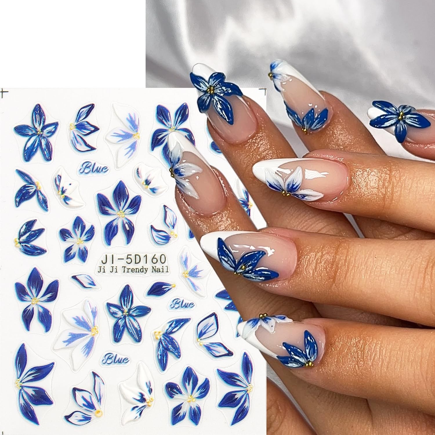 Fspronail 5D Flower Nail Art Stickers 5Pcs Embossed Pink Blue Colorful-01