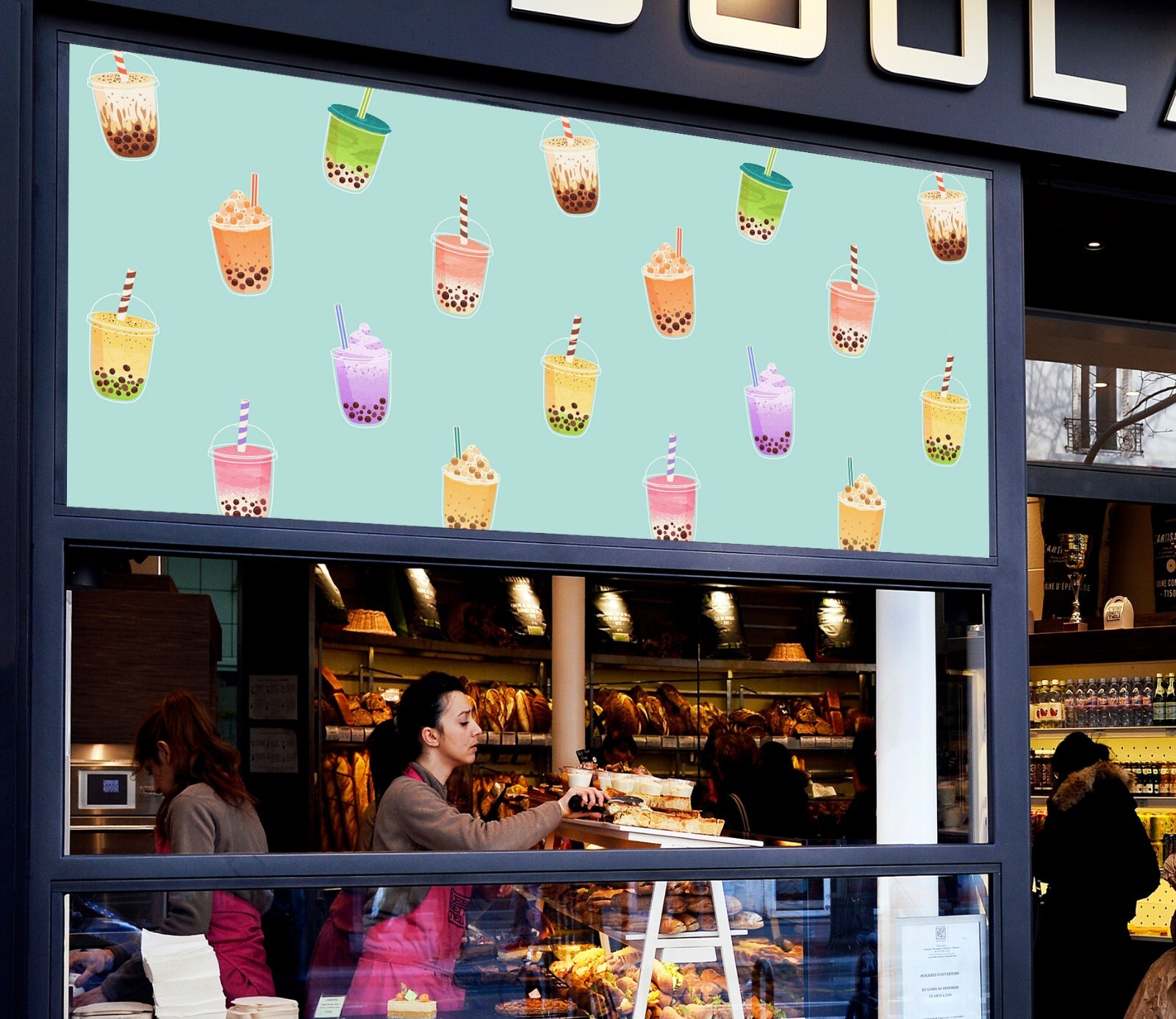 3D Bubble Tea A449 Pearl Tea Shop Window Stickers Vinyl Wallpaper Murals Amy