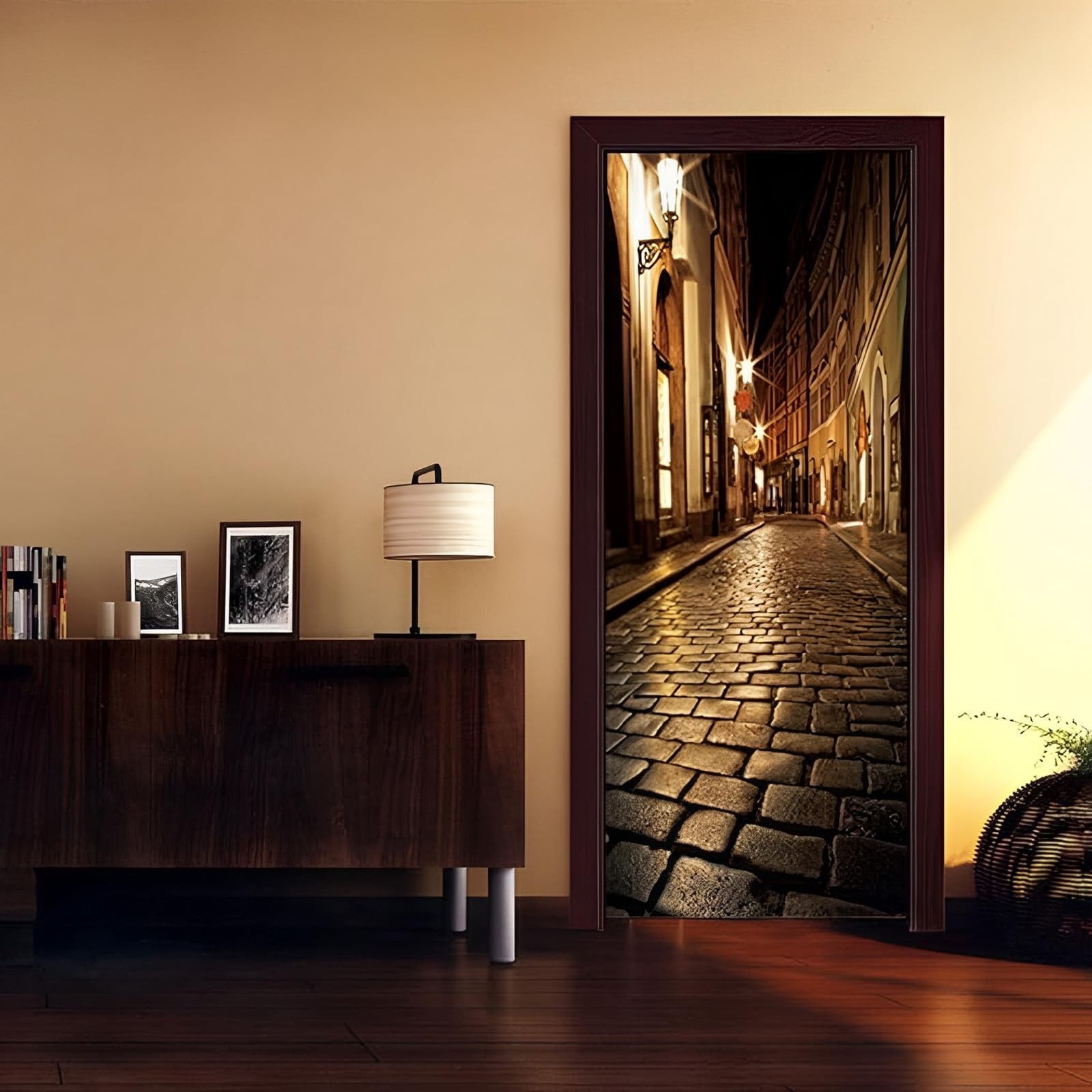 Door Wallpaper Murals 3D Alley at Night Door Wallpaper Sticker Self Adhesive …