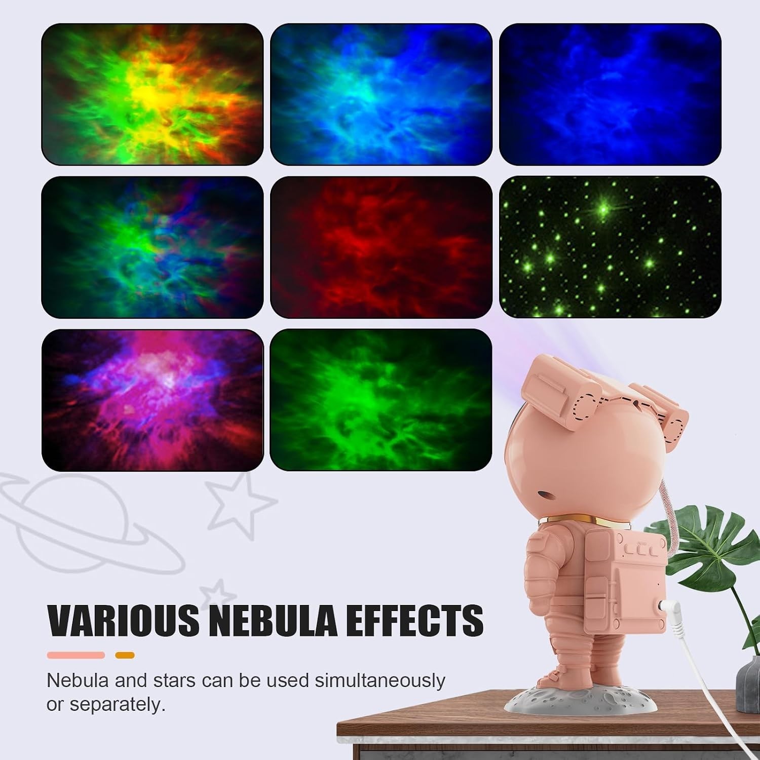 Versatile Pink Astronaut Galaxy Projector – Cute Night Light for Aesthetic Rooms