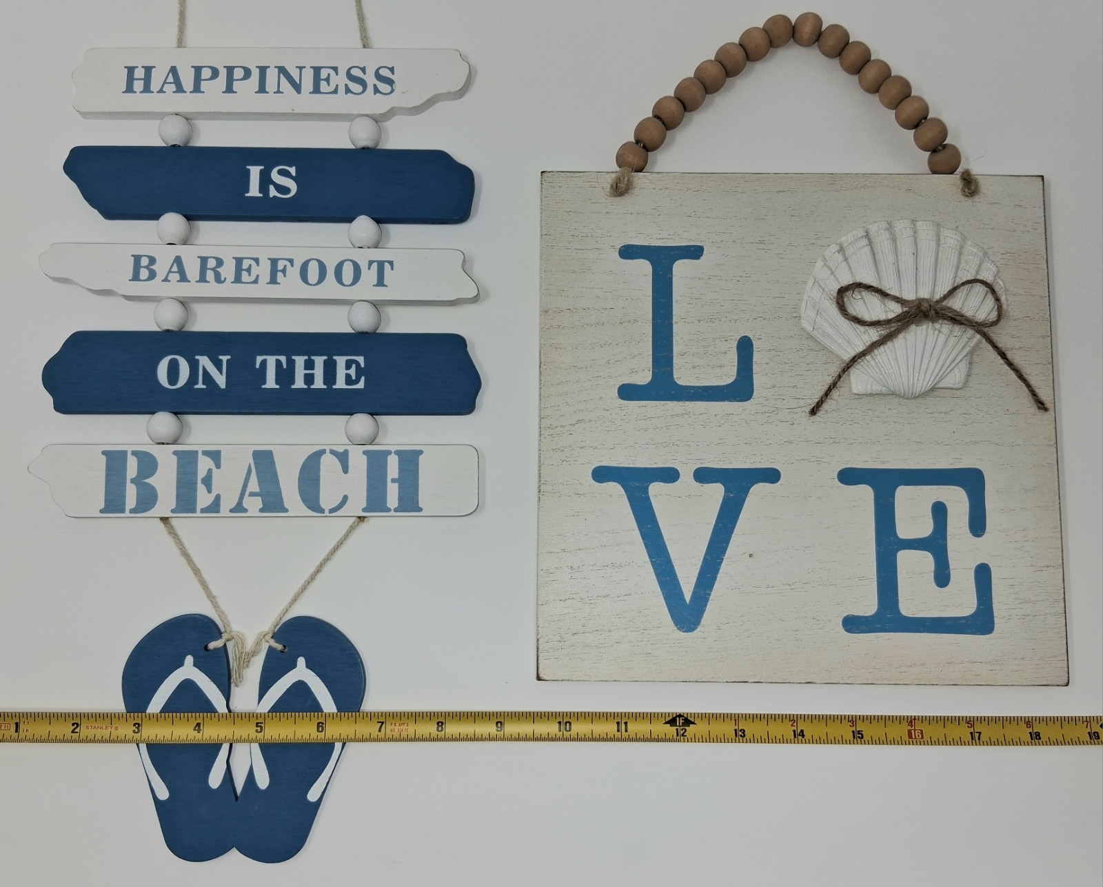 Beach Decor Wall Art Set, Coastal, Seashell, Flip Flops