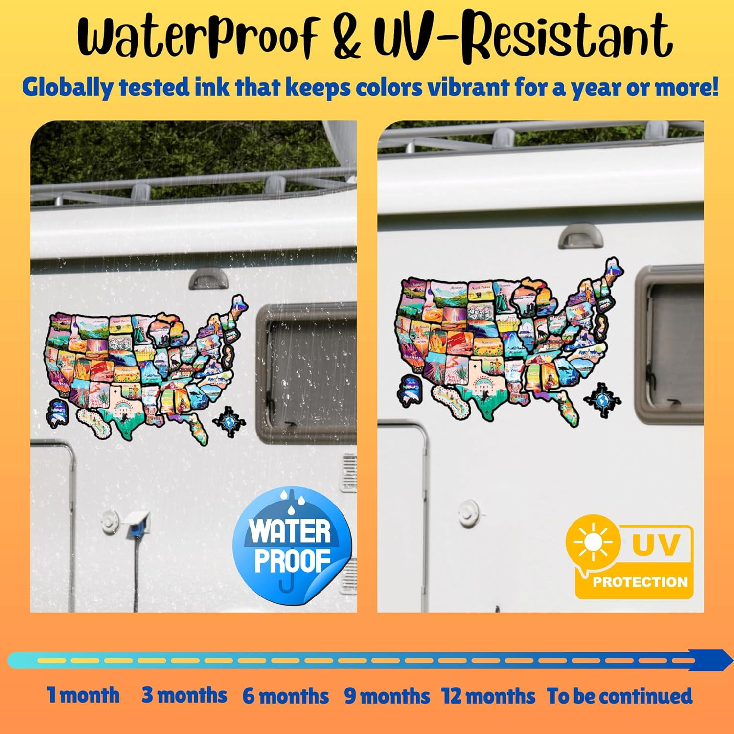 RV State Travel Map Sticker, 11 ⅘“ X 15 ¾” Visited States & Provinces Sticker De