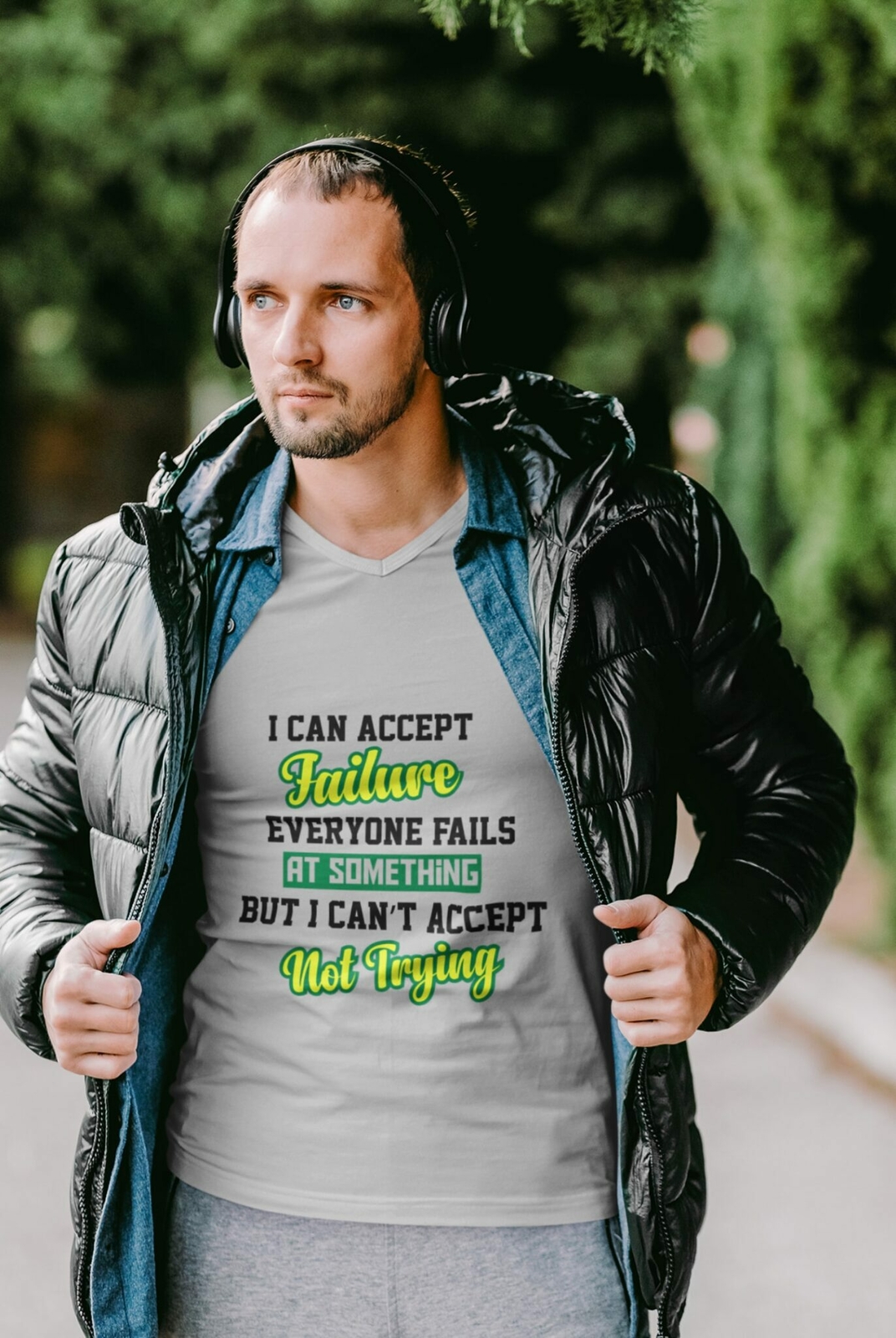 I can’t accept failure V-Neck T-Shirt