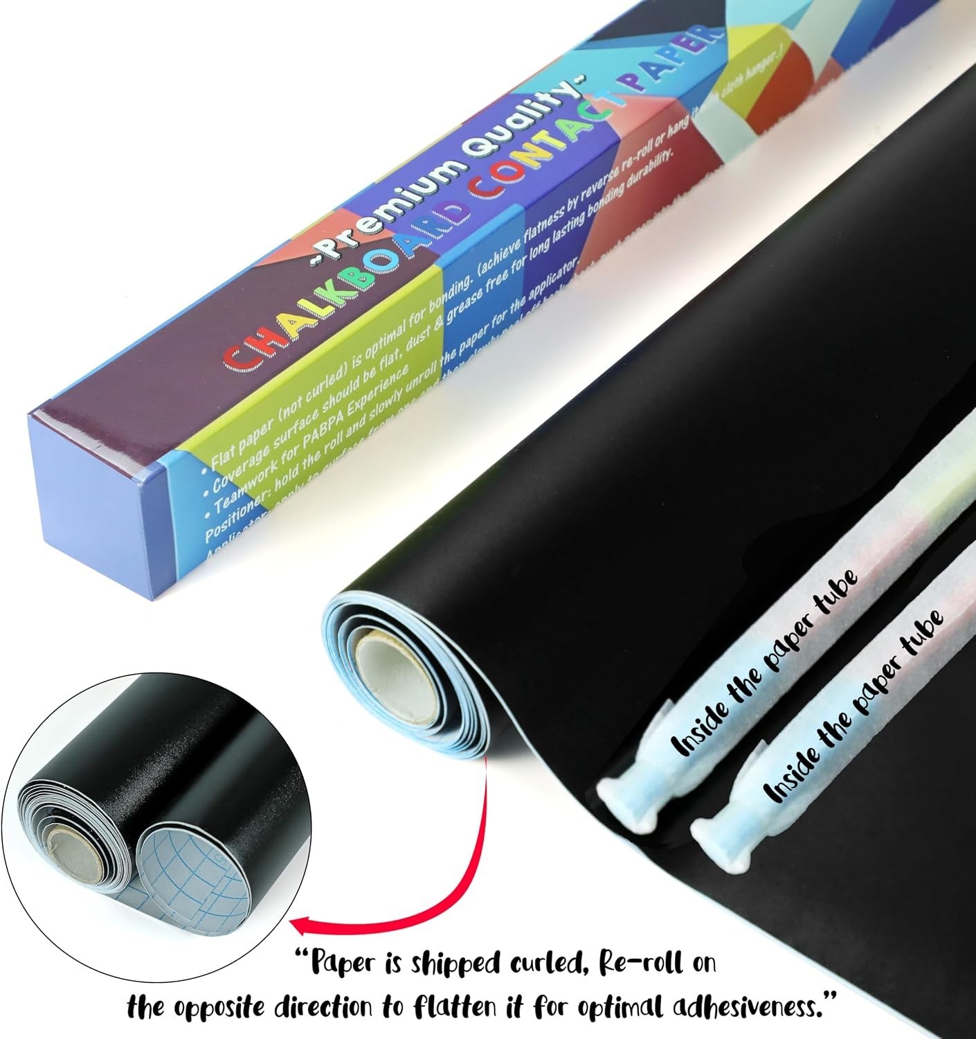 Chalkboard Adhesive Vinyl Roll (8 FEET) 10 Chalks Included – Peel & Stick Chal..