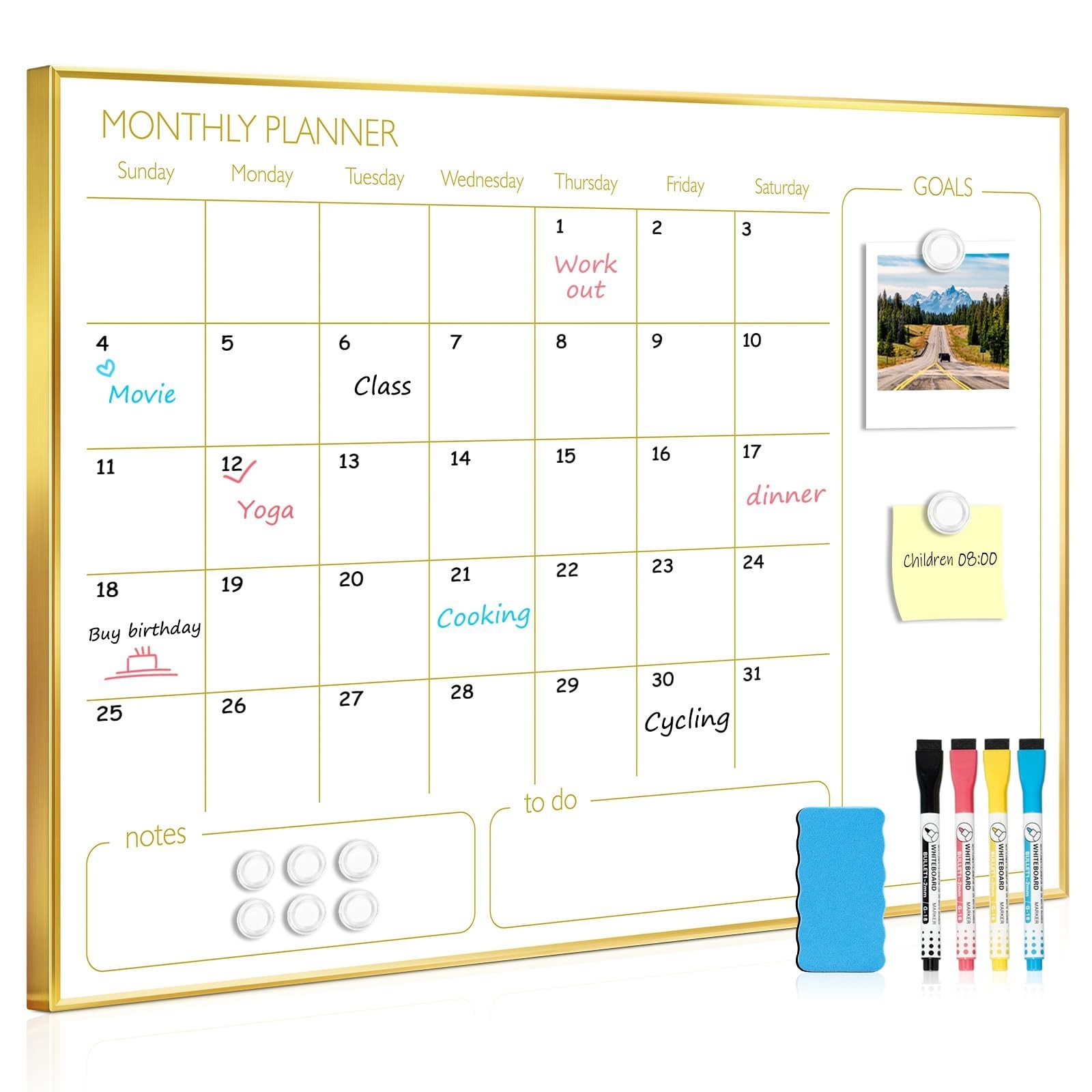 Dry Erase Calendar Whiteboard for Wall, 24" x 18" Monthly White Board Plann…