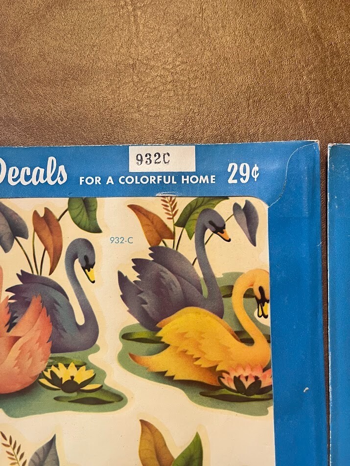 Vintage Bathroom Decals Meyercord Decals Swans Set of 5 320B, 320D, 932C NOS