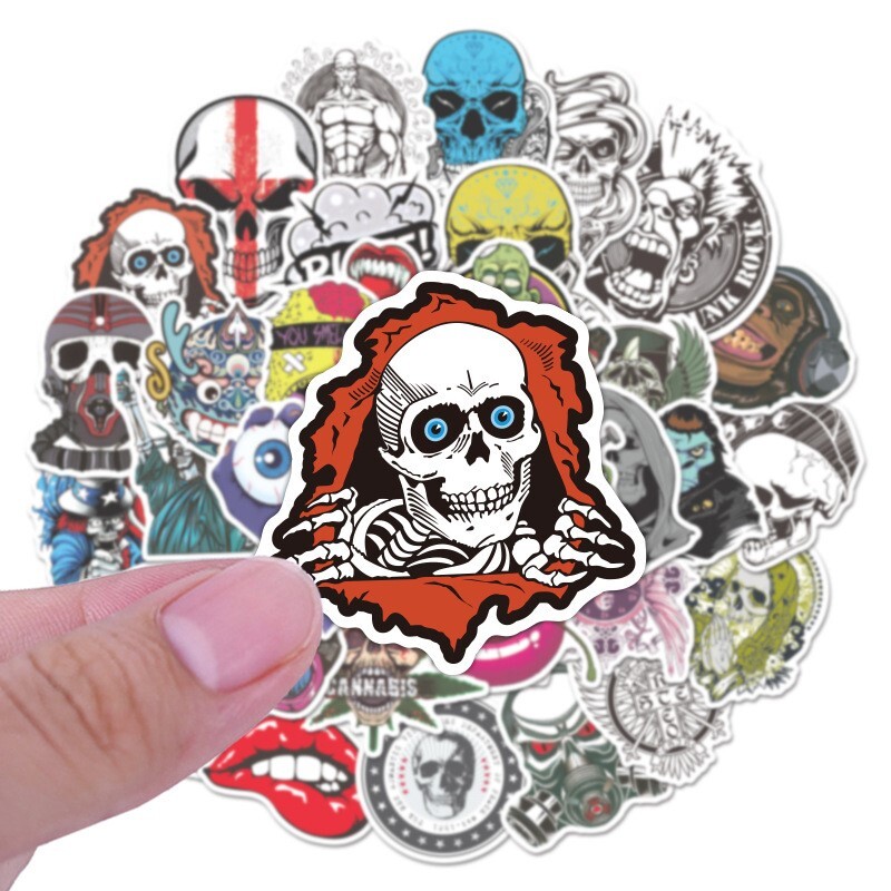 50 pcs Sticker Horror scary skull Stickers Vinyl Skateboard Luggage Pack Logo