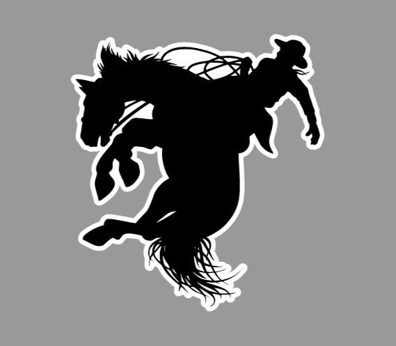 Cowboy on Bronco Die Cut Glossy Fridge Magnet