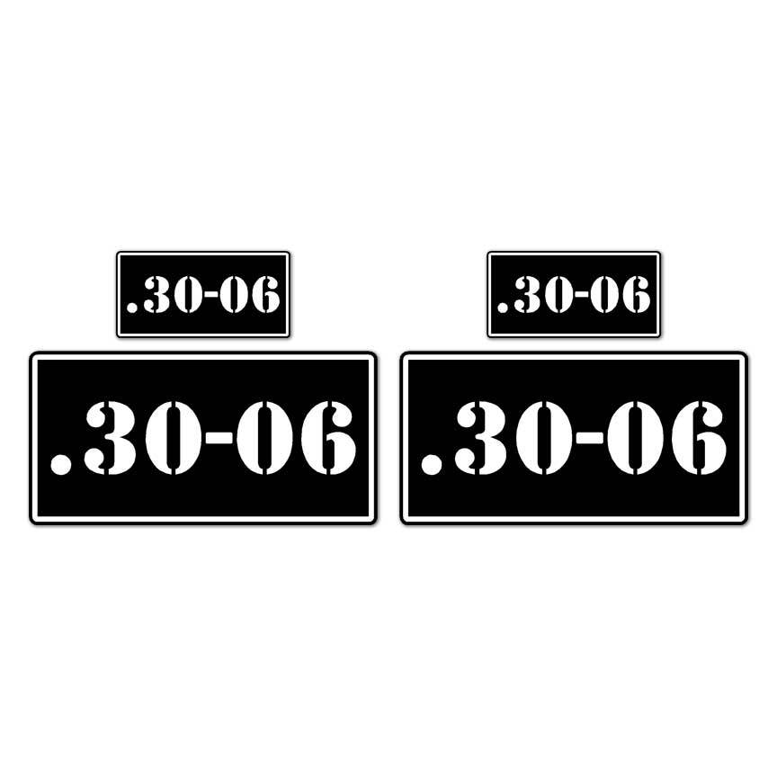 .30-06 B&W Ammo Box Set, Vinyl Decal Sticker, 2@ 1"x2" & 2@ 2"x4", #8415