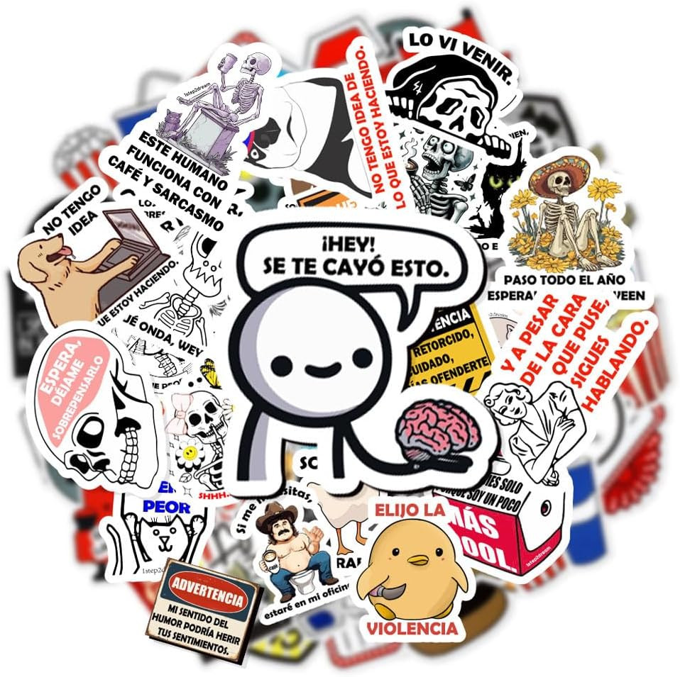 Spanish Funny Stickers for Adults – Waterproof Sarcastic Meme Decals for Hard Ha