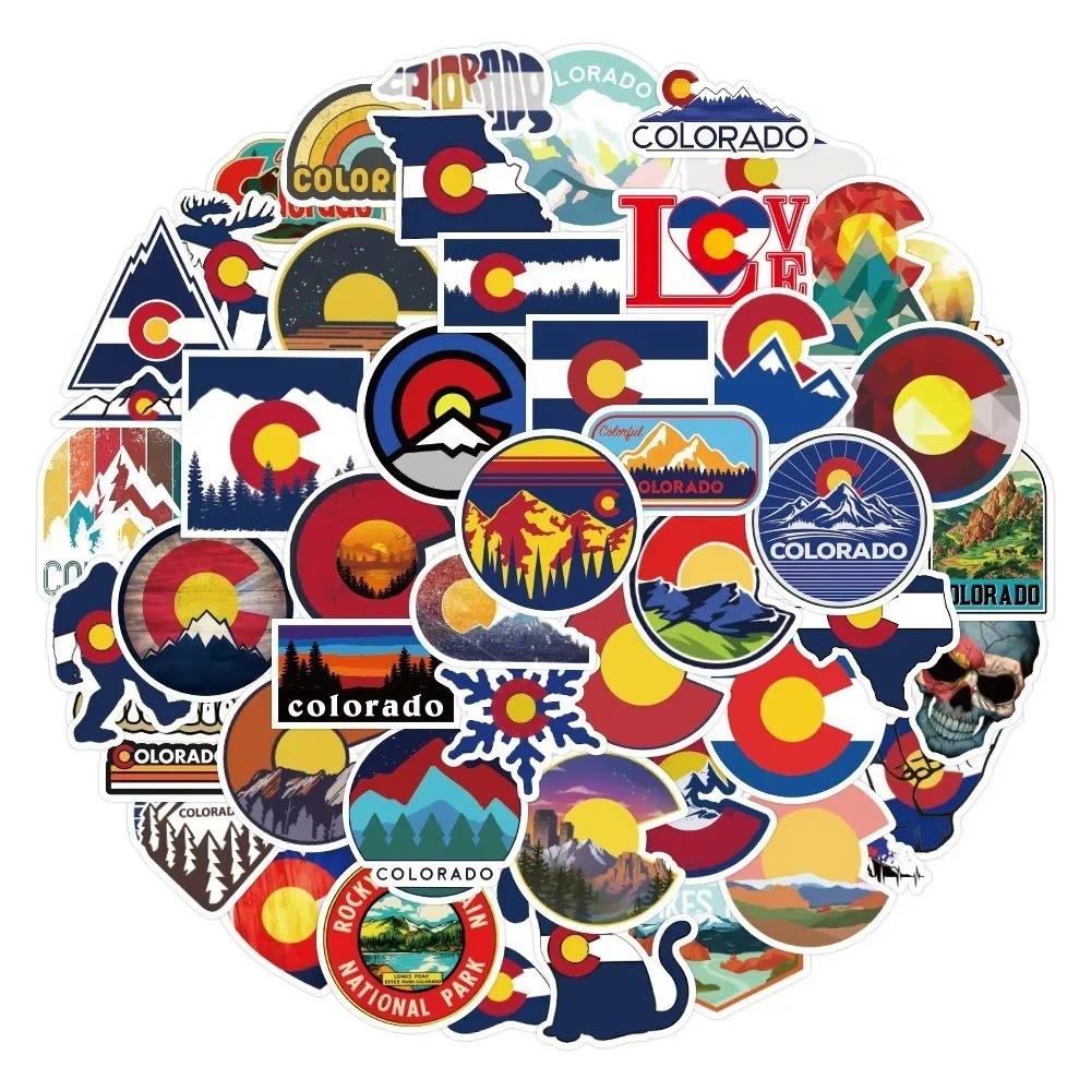 50pcs Colorado Stickers, Waterproof Non-residue Vinyl Stickers, #091