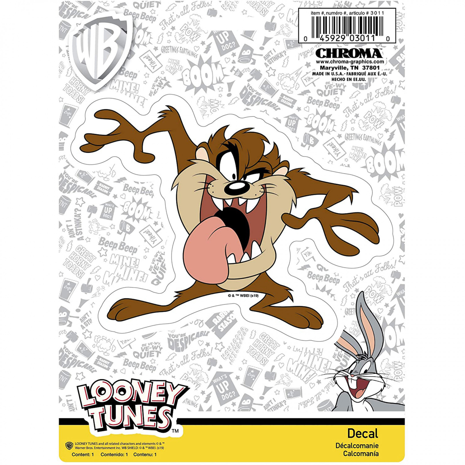 Looney Tunes Taz Car Emblem Multi-Color