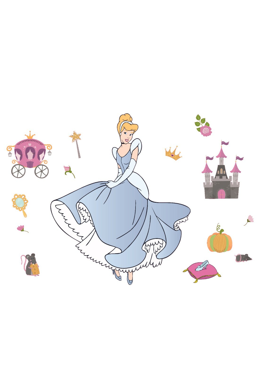 Kids Bedroom Nursery Cinderella Decor Disney Princess Vinyl Wall Decal Sticker