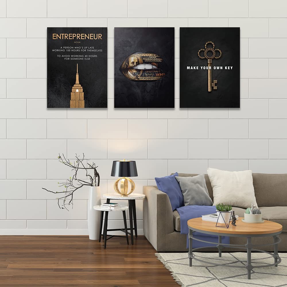 Motivational Wall Art Canvas Prints, 3 Panel Entrepreneur Office Wall Art wit…