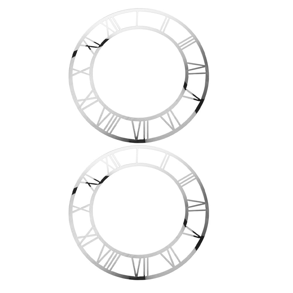 2pcs Roman Numeral Wall Clock Sticker Acrylic Mirror Clock Dial Decal for Ent…
