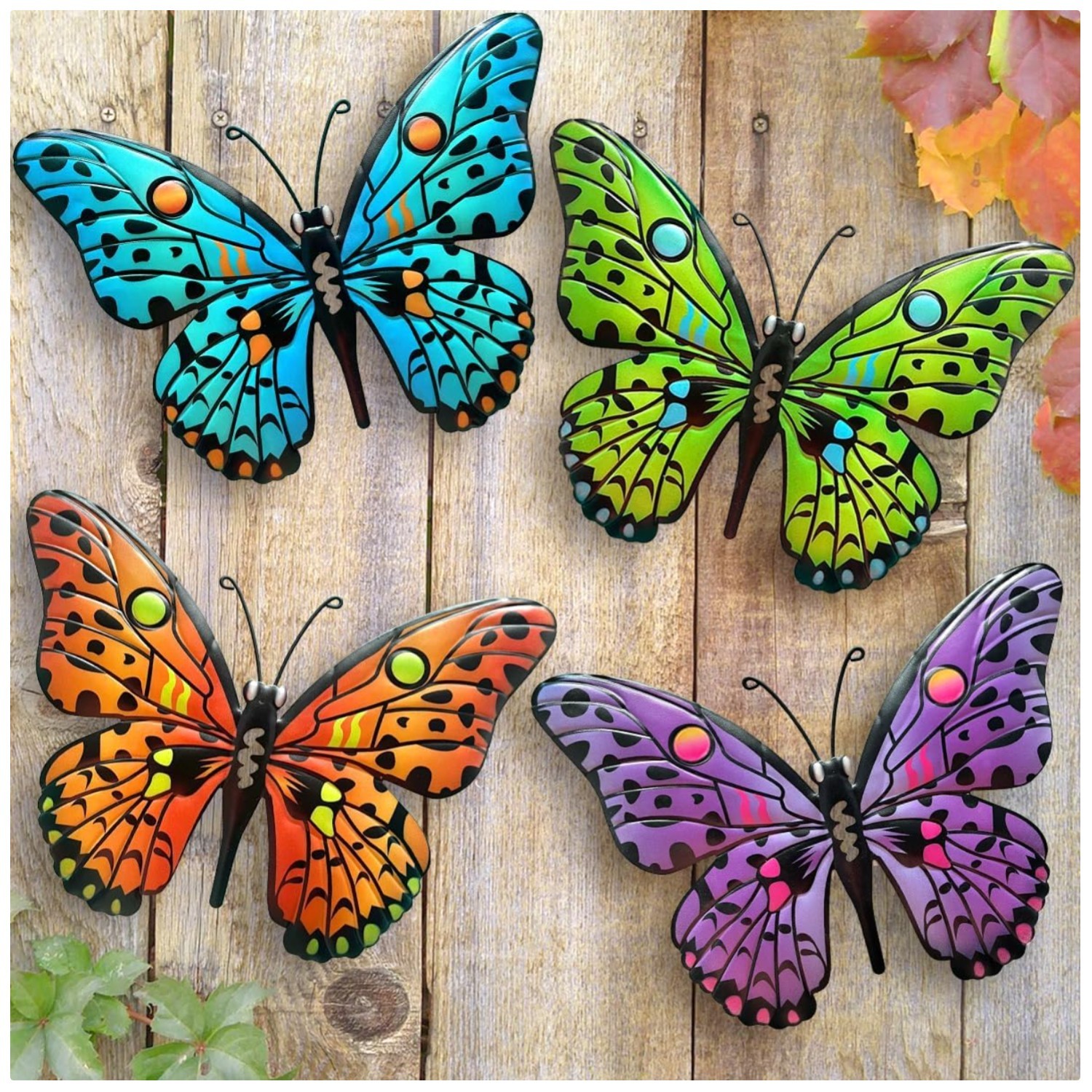 Set of 4 Butterfly Wall Hangings – Indoor Outdoor Decoration