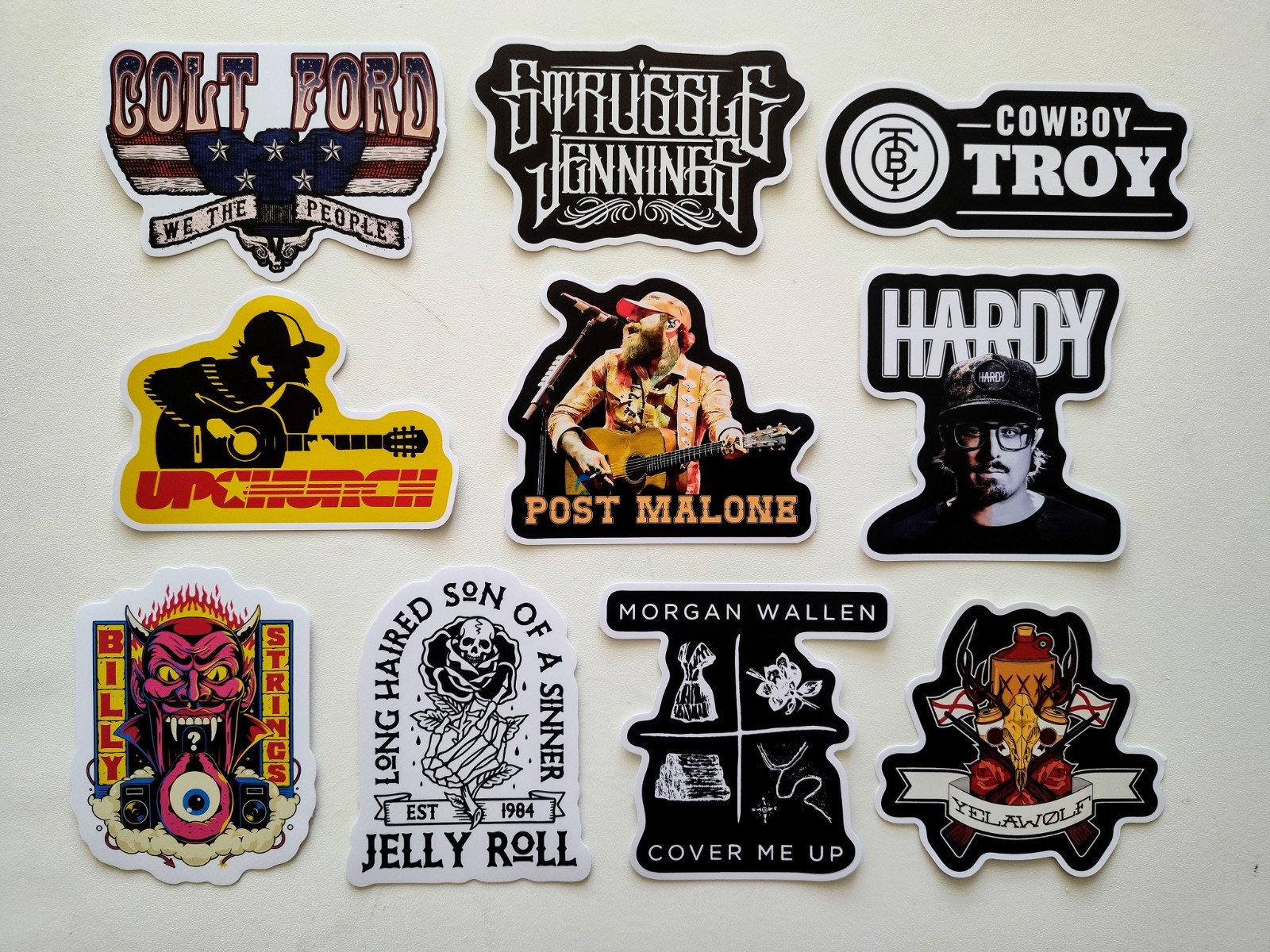 Modern Country Music Vinyl Sticker Lot (10 Pack) SET 3 band western hip-hop rap