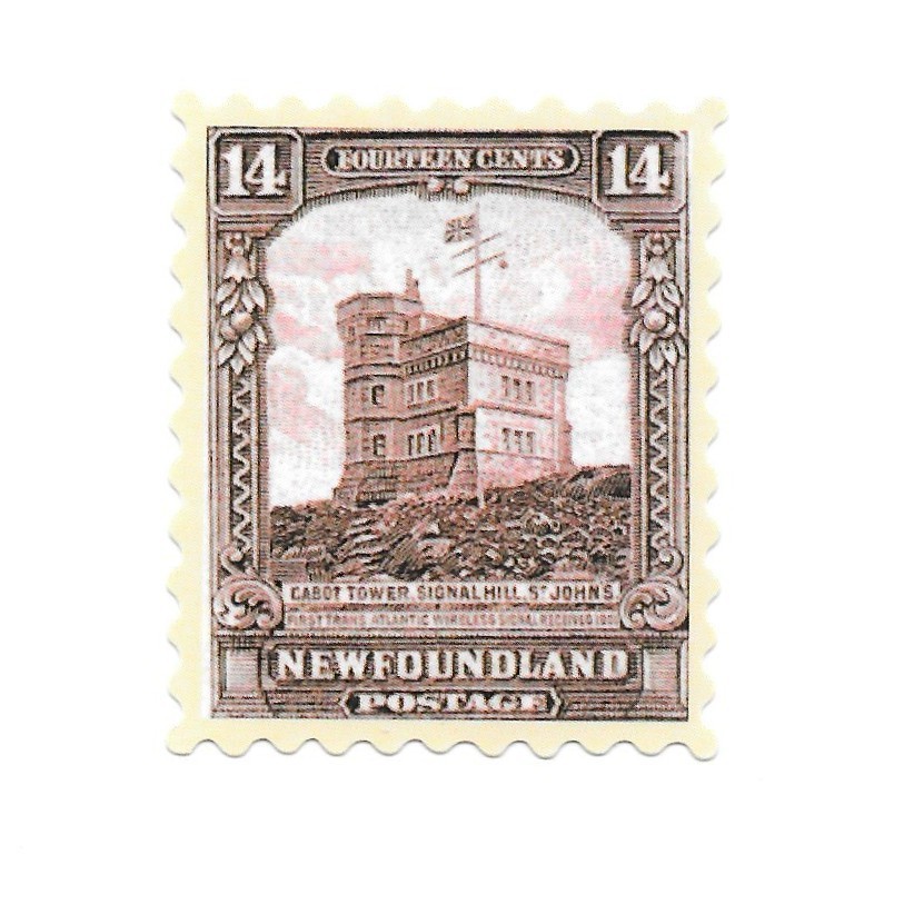Vintage Newfoundland Postage Stamp Sticker Cabot Tower Signal Hill Vinyl Decal