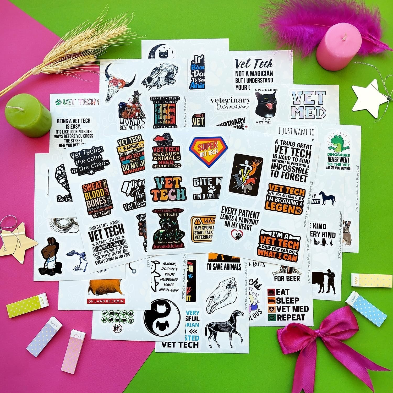 Veterinary Technician Gifts 100pcs Funny Vinyl Stickers Waterproof Laptop