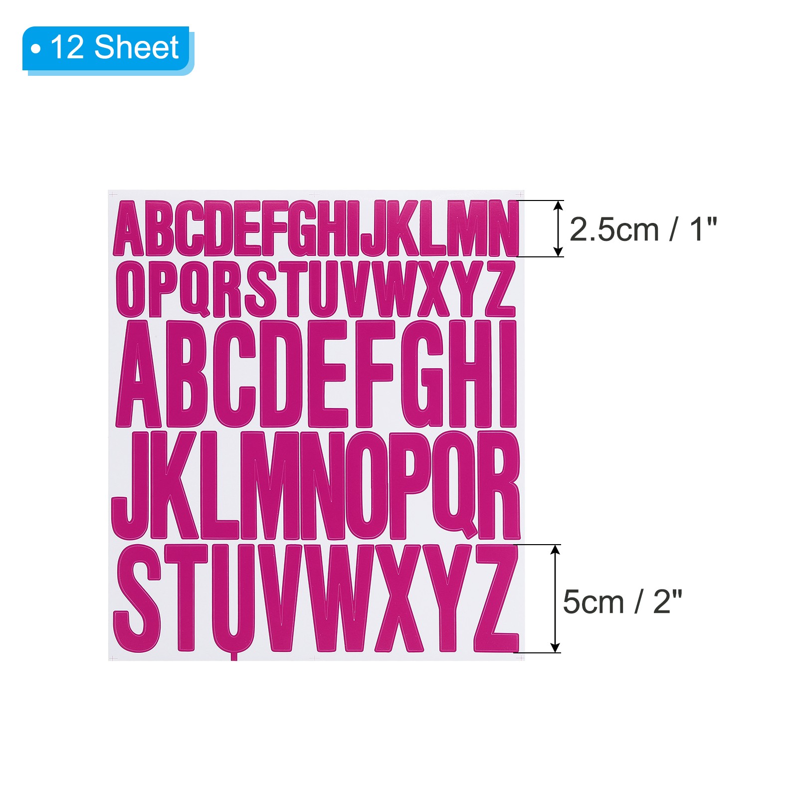 12 Sheets Letter Stickers 1 Inch 2 Inch Self Adhesive Alphabet Sticker Rose Red