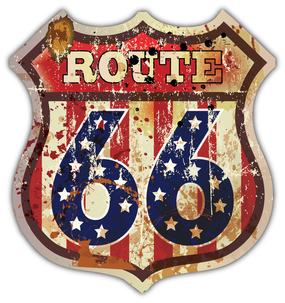 Route 66 Road Grunge American Emblem Car Bumper Sticker Decal