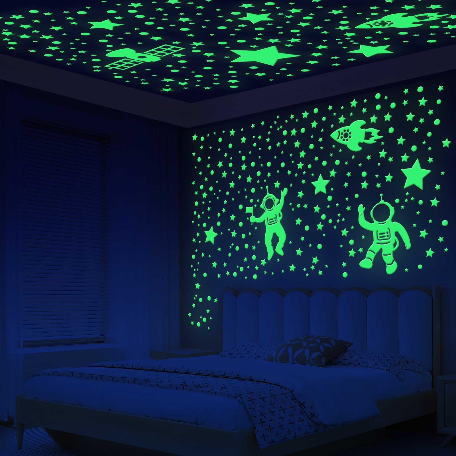 556PCS Glow Dark Stars Ceiling 3D Space Galaxy Stickers Astronaut Rocket Planet