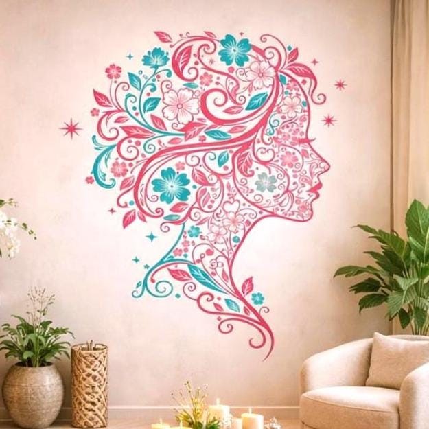 Sea Turtle Wall Decal | Tropical Floral Wall Sticker