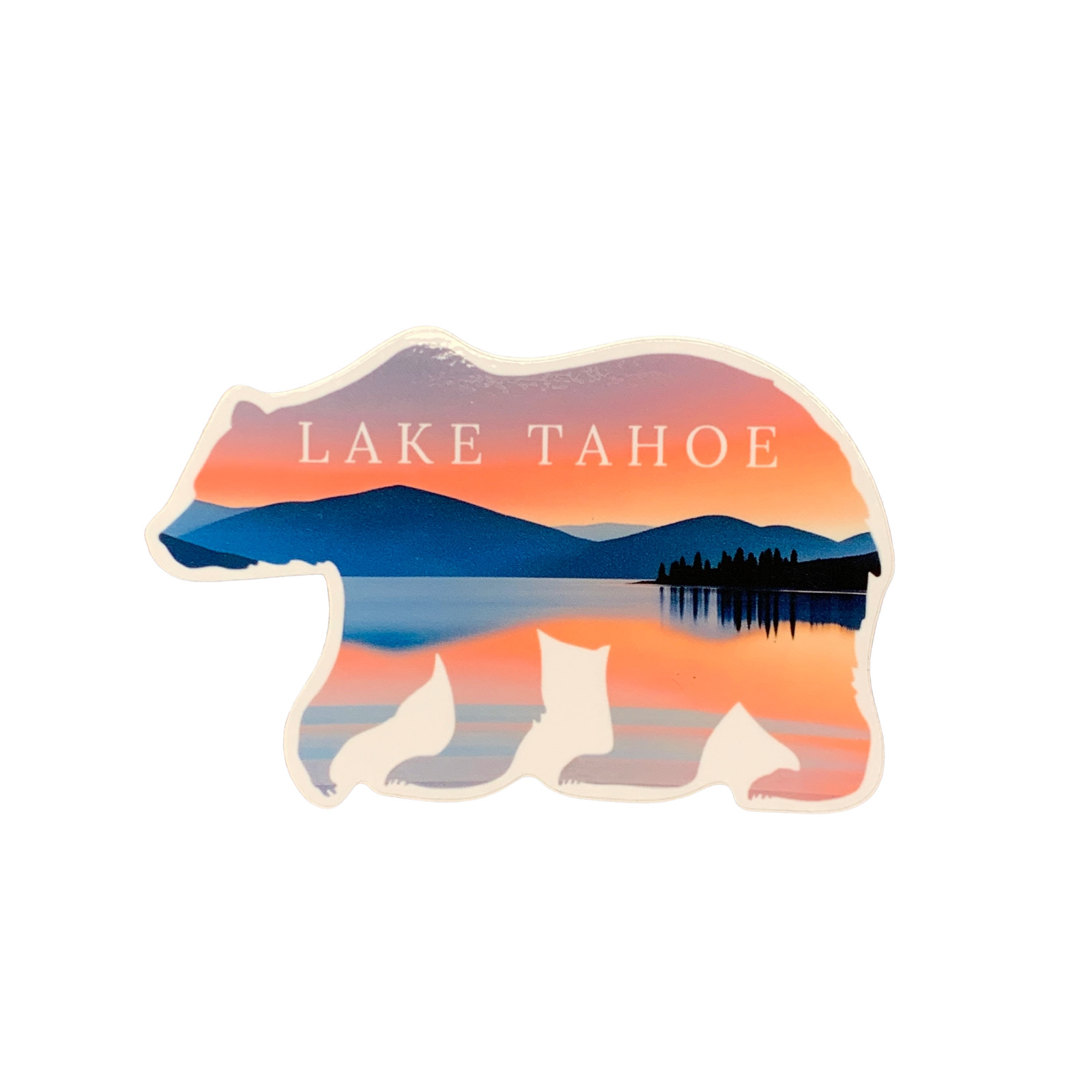 Lake Tahoe Bear Sticker – Vinyl California Sunset Mountains Nature Decal 4.25"