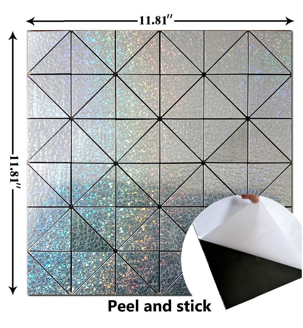 Peel and Stick Backsplash Tiles, Rainbow Triangle Aluminum Surface Metal Mosa…