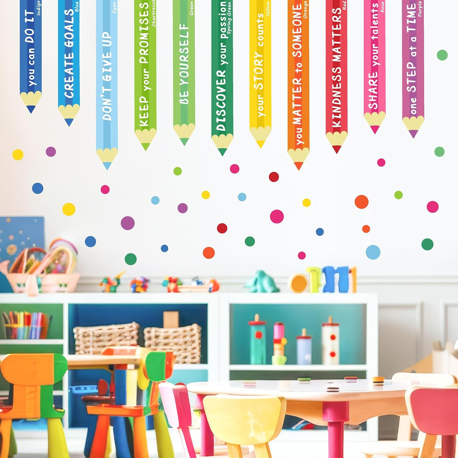 Colorful Kids Playroom Wall Decals – Staircase Door Art Sticker