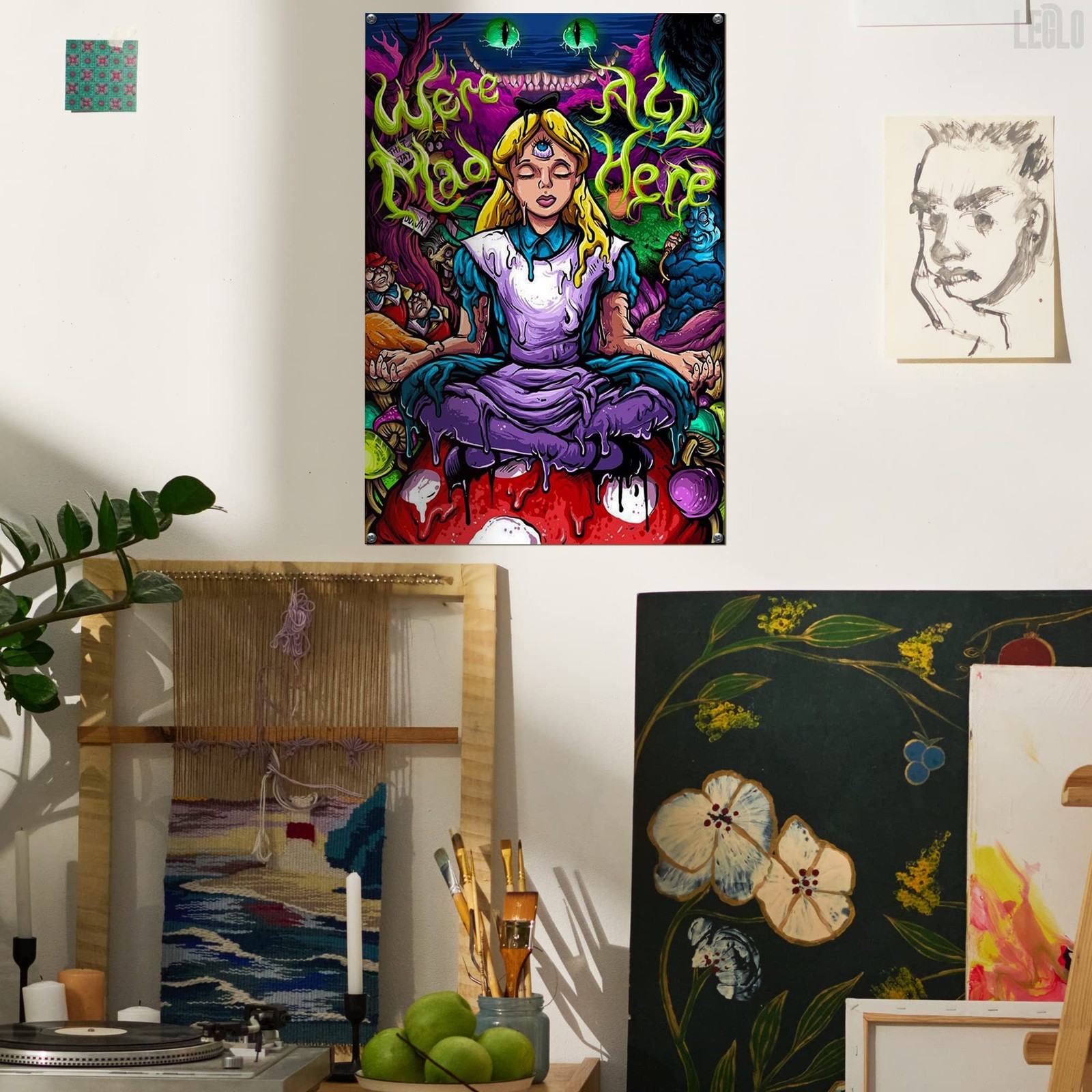 Halloween Psychedelic Tapestry for Bedroom Wall Decor – Spooky Canvas Wall